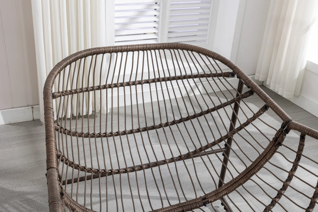 Rocking-chair da esterno in acciaio e rattan sintetico con cuscino spesso grigio 78 × 106 × 90 cm