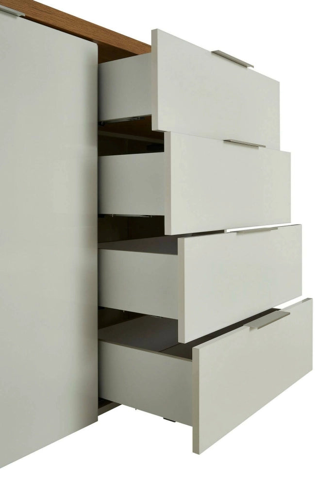 Madia Bagwis, Credenza 2 Ripiani Made in Italy, 120x43x89h cm Bianco Lucido