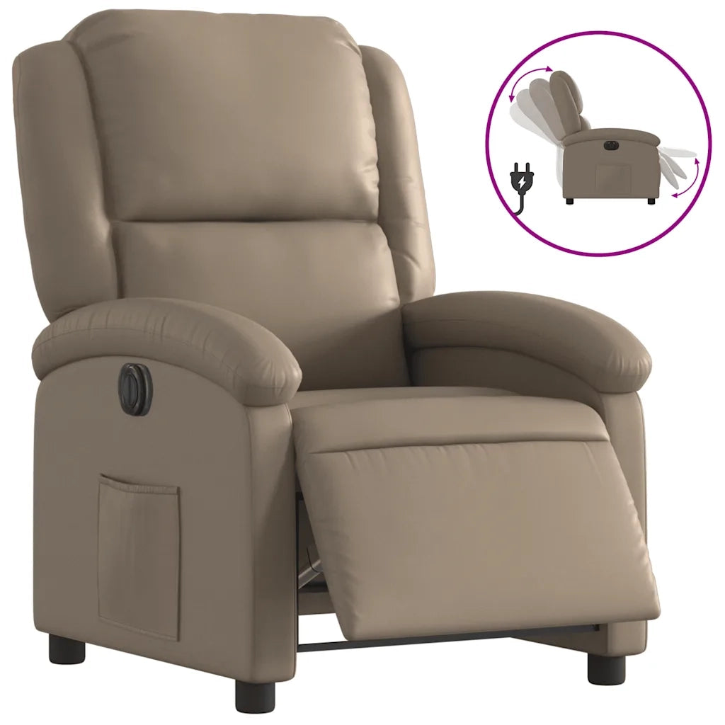 Divano Sedia-Poltrona Reclinabile Elettrica Cappuccino in Similpelle 632909