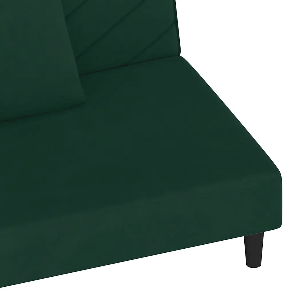 Divano Letto a 2 Posti con 2 Cuscini Verde Scuro in Velluto 375912