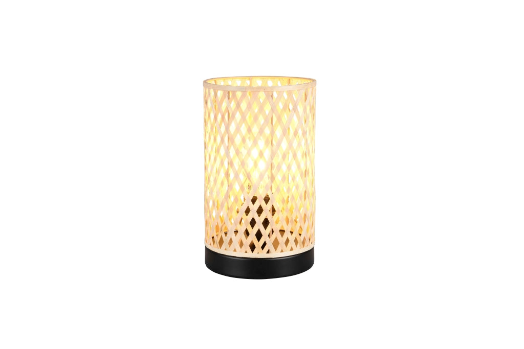 Lampada da tavolo, bambù e metallo, naturale e nero, H 23 cm, Laurent