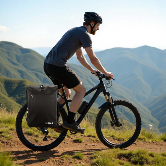 Borsa per bici 3in1 25 l nera, impermeabile, montaggio al portapacchi posteriore, scomparto laptop, elementi riflettenti