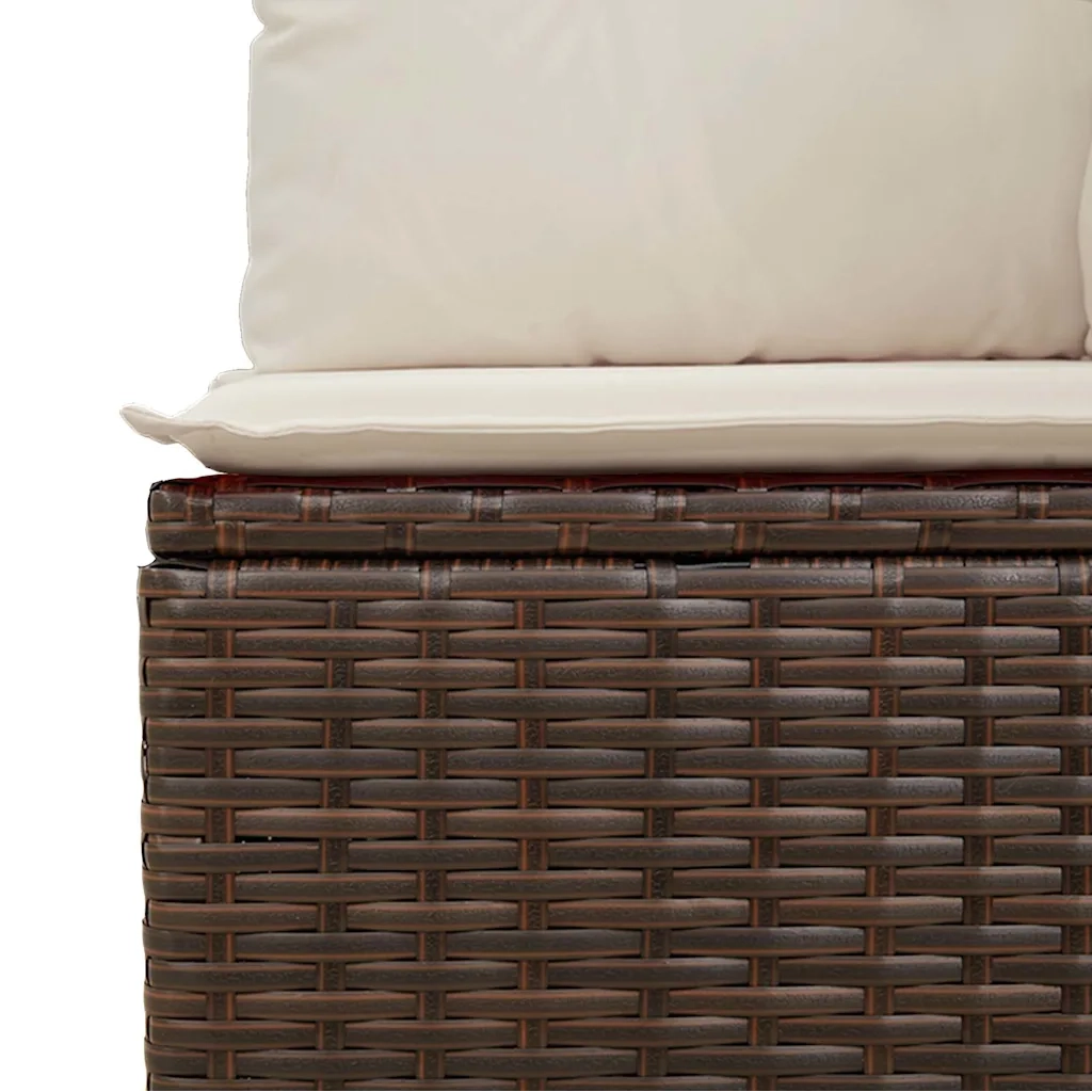 vidaXL Panca Reclinabile da Giardino con Cuscini Marrone in Polyrattan