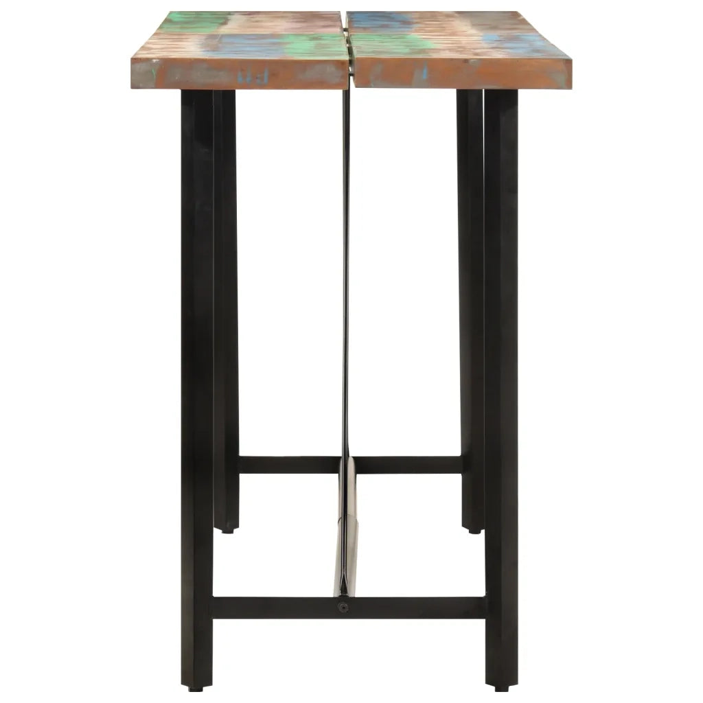 Tavolino da Bar 150x70x107cm Legno Massello di Recupero e Ferro