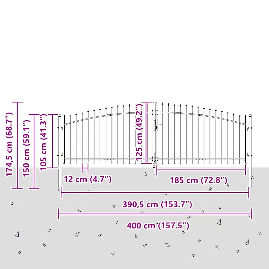 Cancello Doppio Woerden Grigio 400 x 174,5 cm Acciaio 42008856