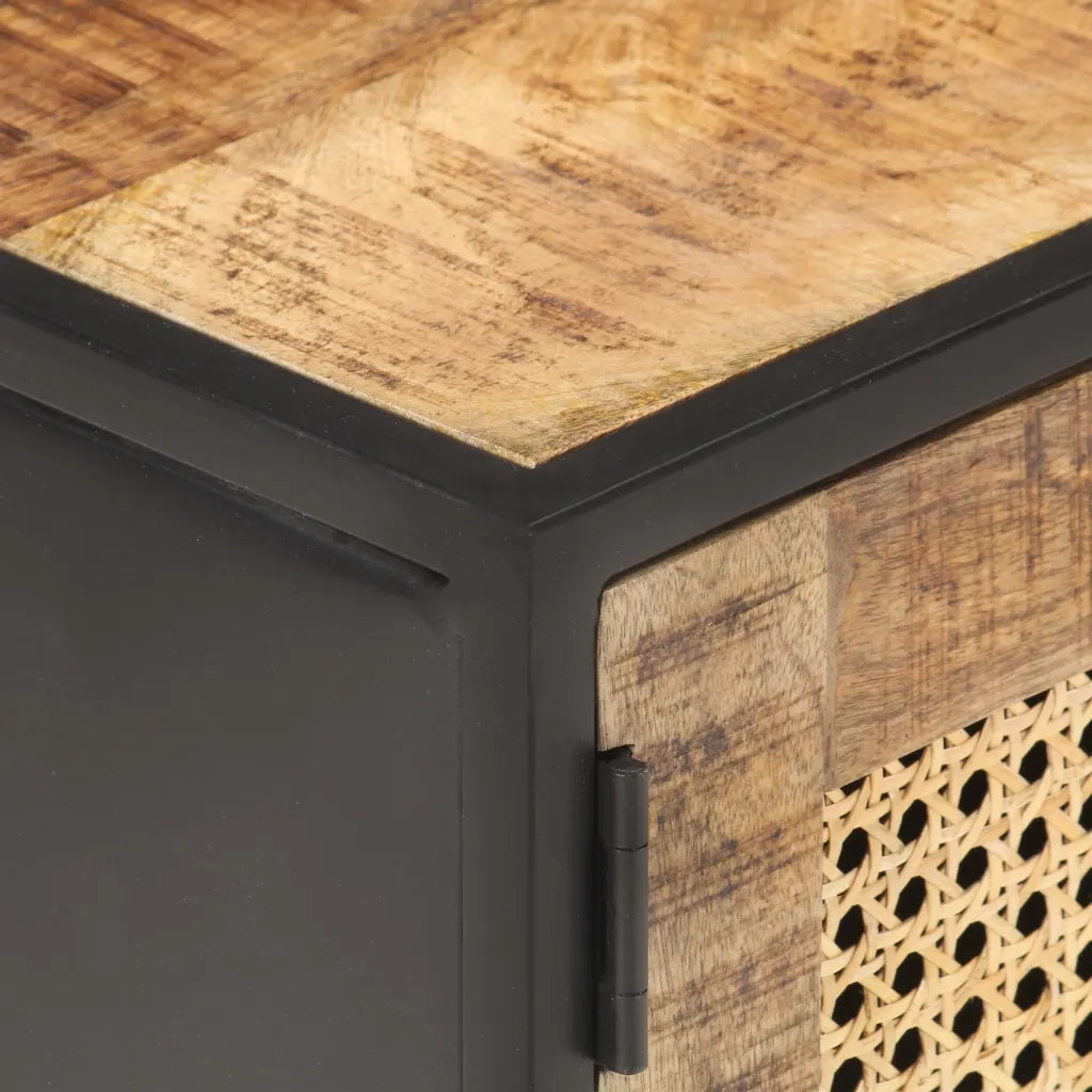 Mobile Porta TV 90x30x40 cm in Legno di Mango Grezzo e Canna 323144