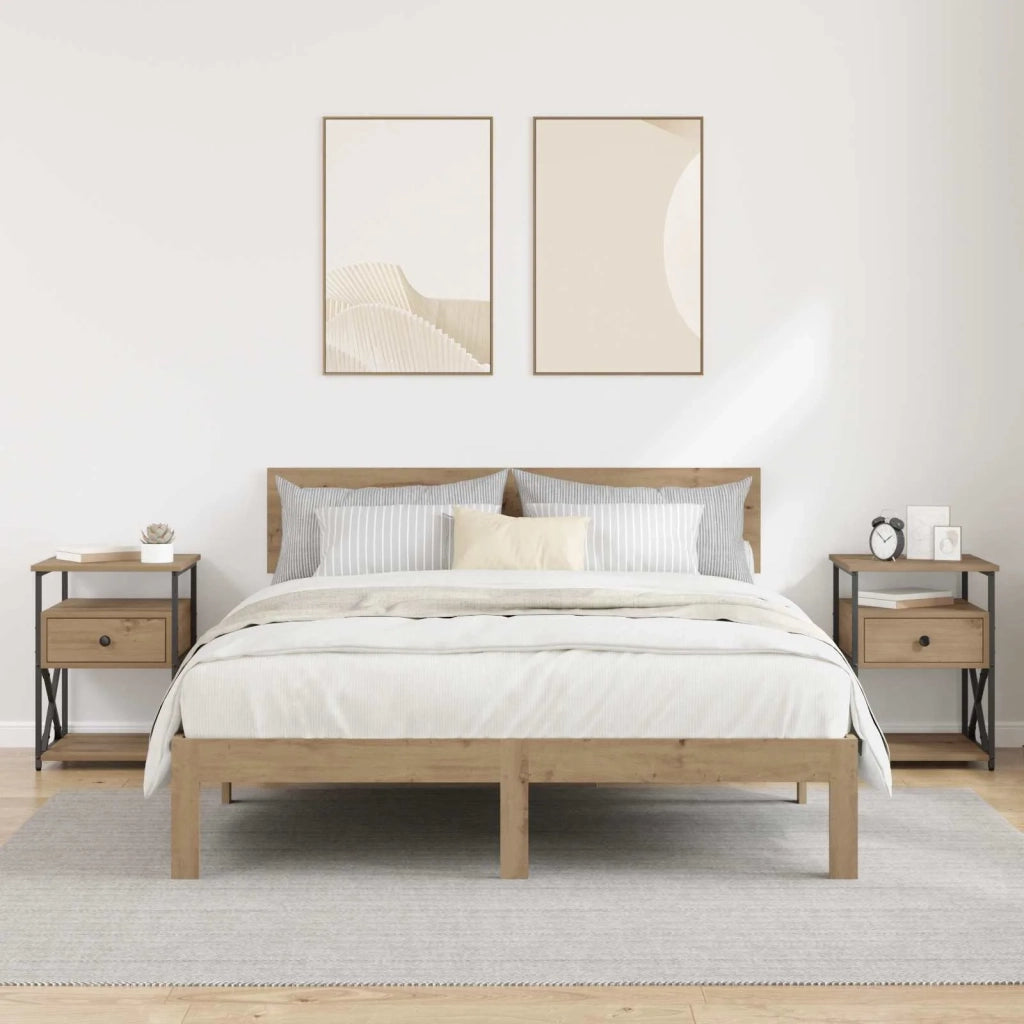 Armadio da Notte 2 pcs Rovere artigianale 40 x 42 x 55 cm