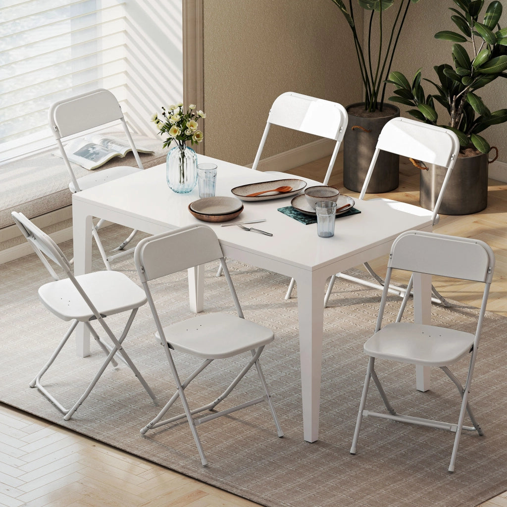 Set 6 Sedie Pieghevoli ¨C zephmum ¨C Plastica e Metallo Bianco 45x49x79.5 cm