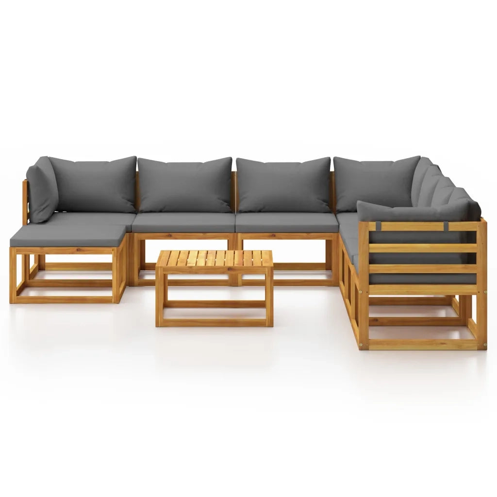 Set Divani da Giardino 9 pz con Cuscini in Massello di Acacia 3057620