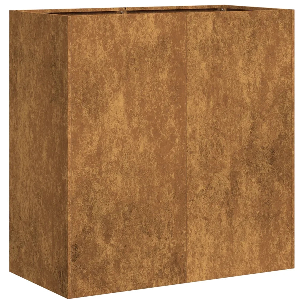 Fioriera in acciaio resistente alle intemperie 80 x 40 x 80 cm design moderno stabile per uso esterno realizzata in acciaio arrugginito 02_0051503