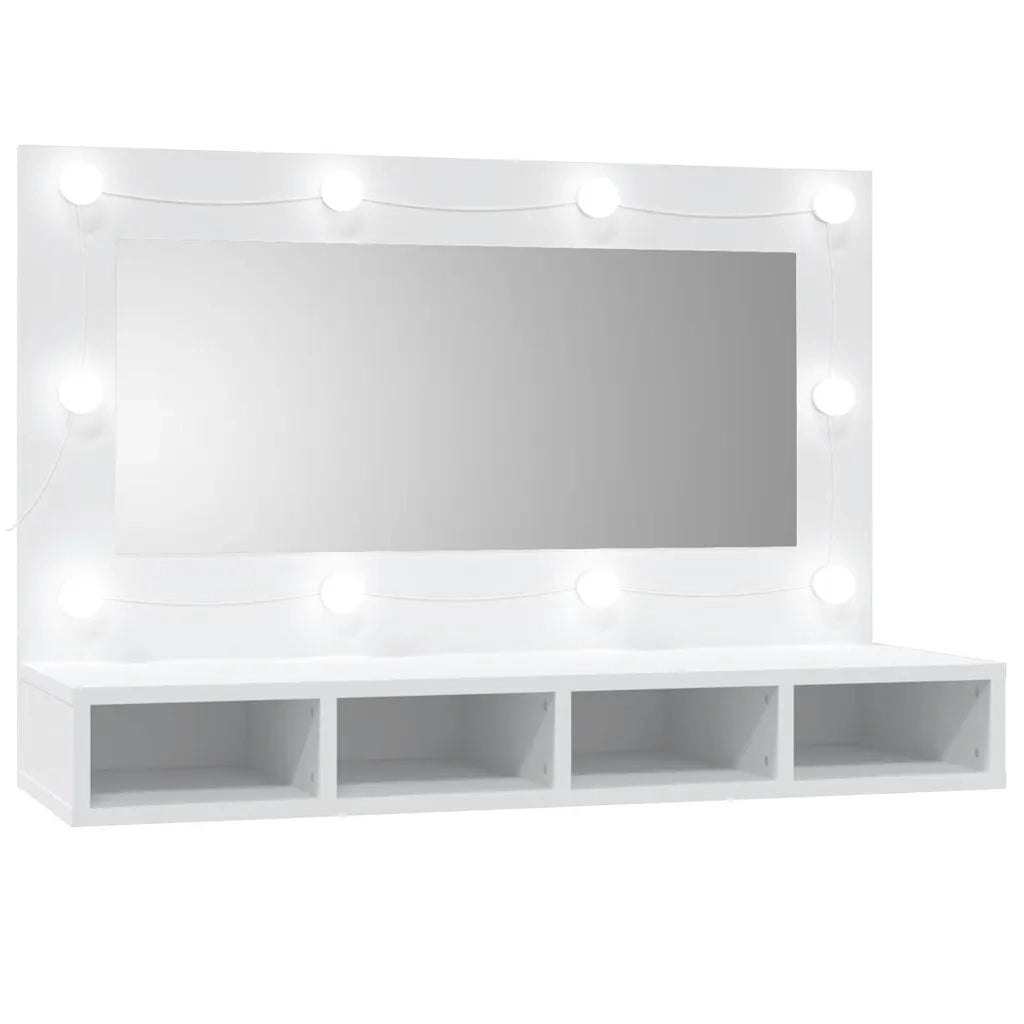 Armadio a specchio con illuminazione a LED 90 x 31 x 62 cm spazio ottimizzato stile moderno legno bianco 02_0047960