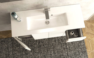 Mobile Bagno Sospeso 100 cm Lavabo e Specchio Tavassi Urano Bianco Lucido