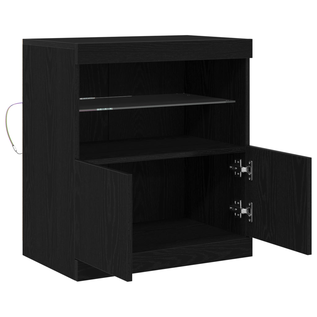 Mobile con luci LED Nero Rovere 60x37x67 cm