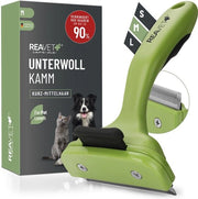 Ondervachtkam per rasoio per cani e gatti con pelo corto | Dimensioni medio-grandi | Rimuove l'ondulato, cura la superficie | Con pulsante auto-pulente | Kam per gatti e cani ideale per la caduta dei peli