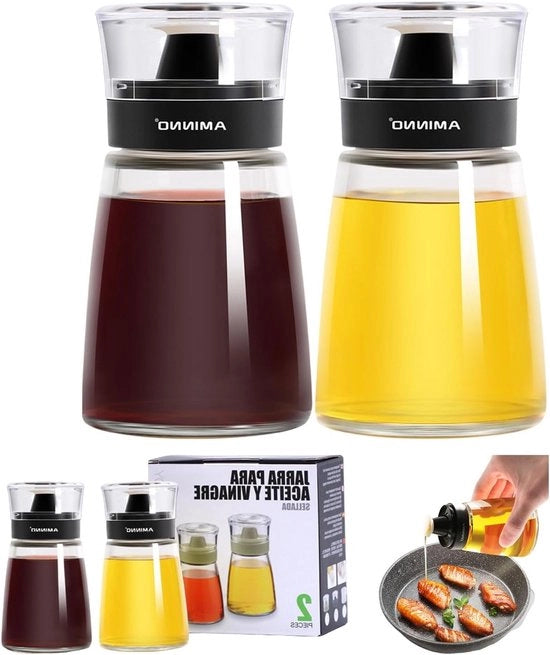Set di contenitori per olii con due pezzi da 160 ml in vetro, contenitore per olii e aceto, set di spruzzatori per olii, contenitori per olii impermeabili per campeggio all'aperto