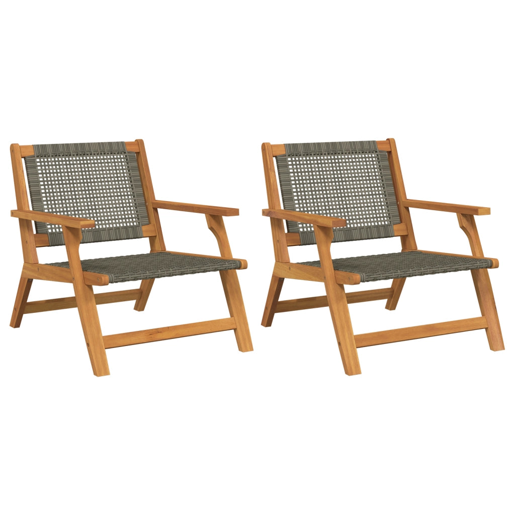 Sedie da Giardino 2 pezzi Grigio 76x67x73.5 cm Legno Massello di Acacia