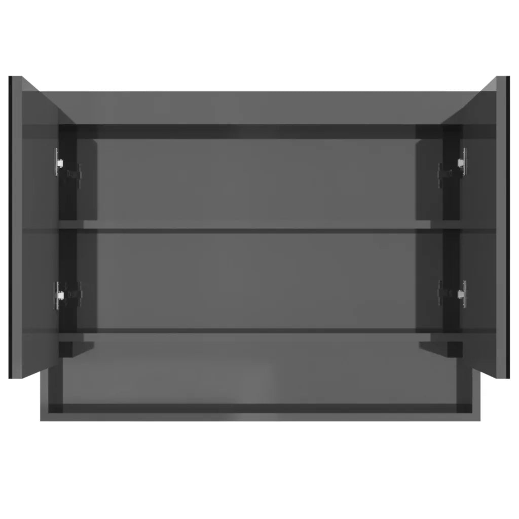 Armadietto Bagno con Specchio-Mobile bagno con specchio 80x15x60 cm in MDF Grigio Lucido