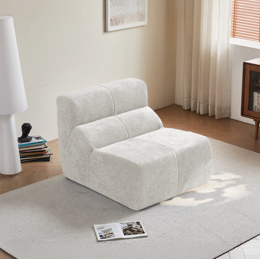Poltrona compressa in velluto bianco 94x110 cm HOMVRA