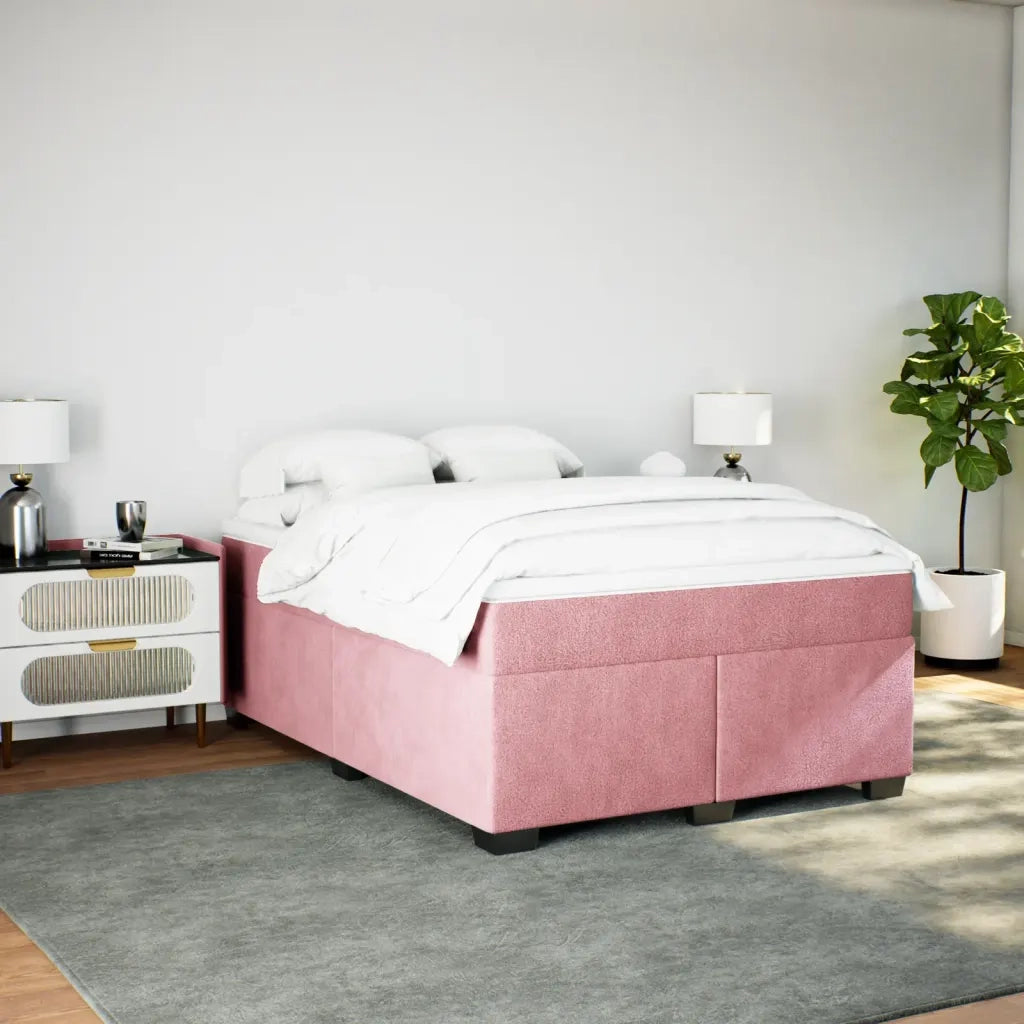Giroletto a Molle con Materasso Rosa 160x200 cm in Velluto 3285298