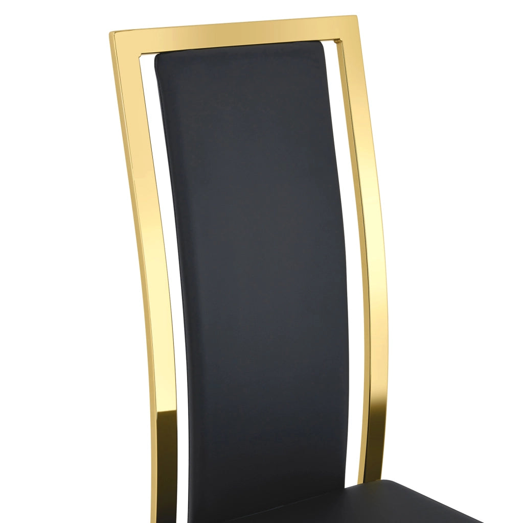Set di 4 sedie da pranzo nere e oro in PU, H 109 cm