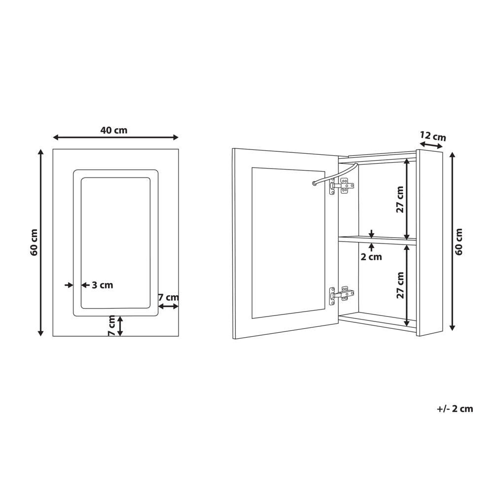 Specchiera da bagno in vetro nero e legno ingegnerizzato con LED 40 x 60 cm Design moderno