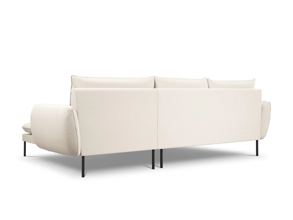 Cosmopolitan Design - Divano angolare destro "Vienna" 5 posti in bouclé beige 