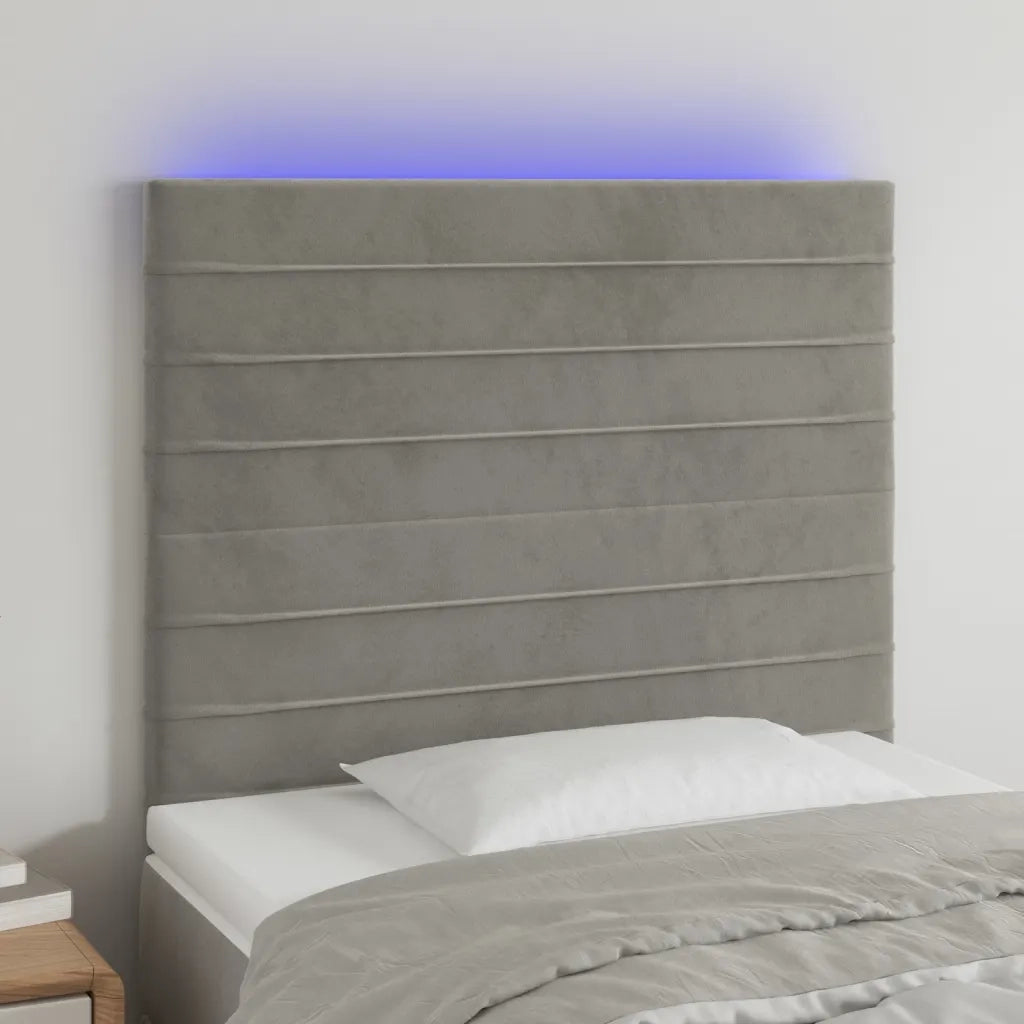 Testiera | Testata a LED Grigio Chiaro 90x5x118/128 cm in Velluto