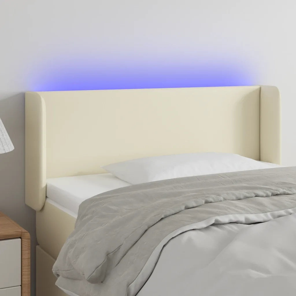Testiera a LED Crema 103x16x78/88 cm in Similpelle 3123042