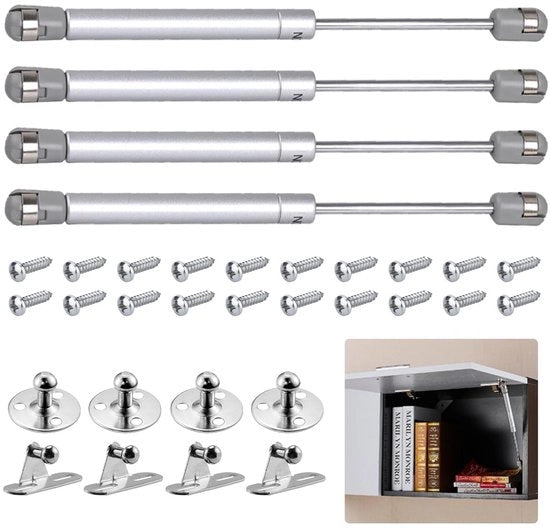 4 Pezzi di Dampi di Gas per Battente, 150n/15kg Dampi di Gas, Dampi di Gas con Viti, Venti di Gas Idraulici, Dampi di Gas per Mobili per Cucina con Chiusura Soft Close per Battenti di Porte