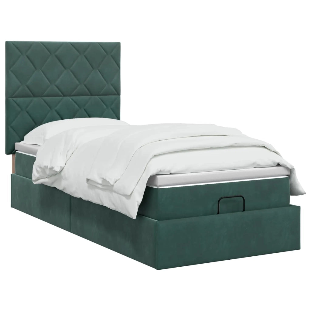 Letto ottomano con materasso Verde Scuro 90 x 200 cm Velluto 3457770