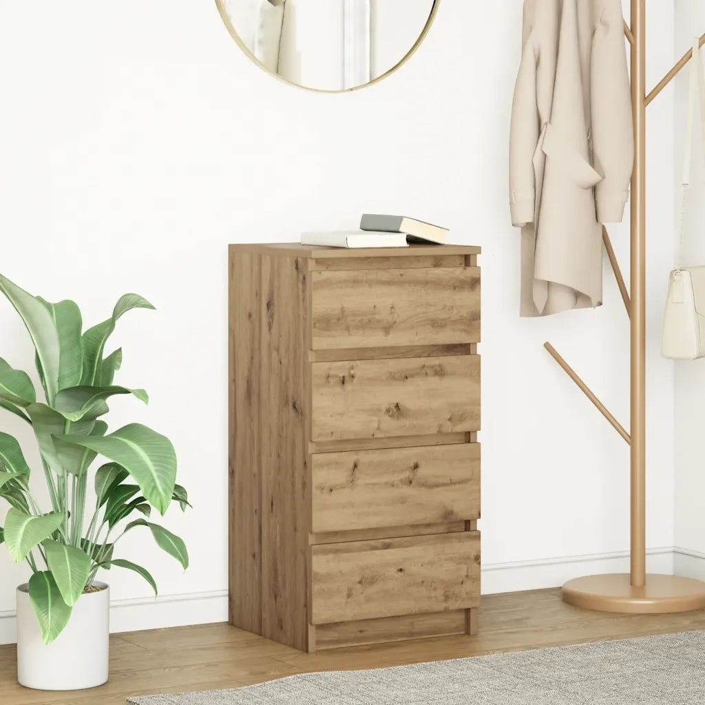 Credenza Rovere Artigianale 37,5x35x76 cm in Legno Multistrato