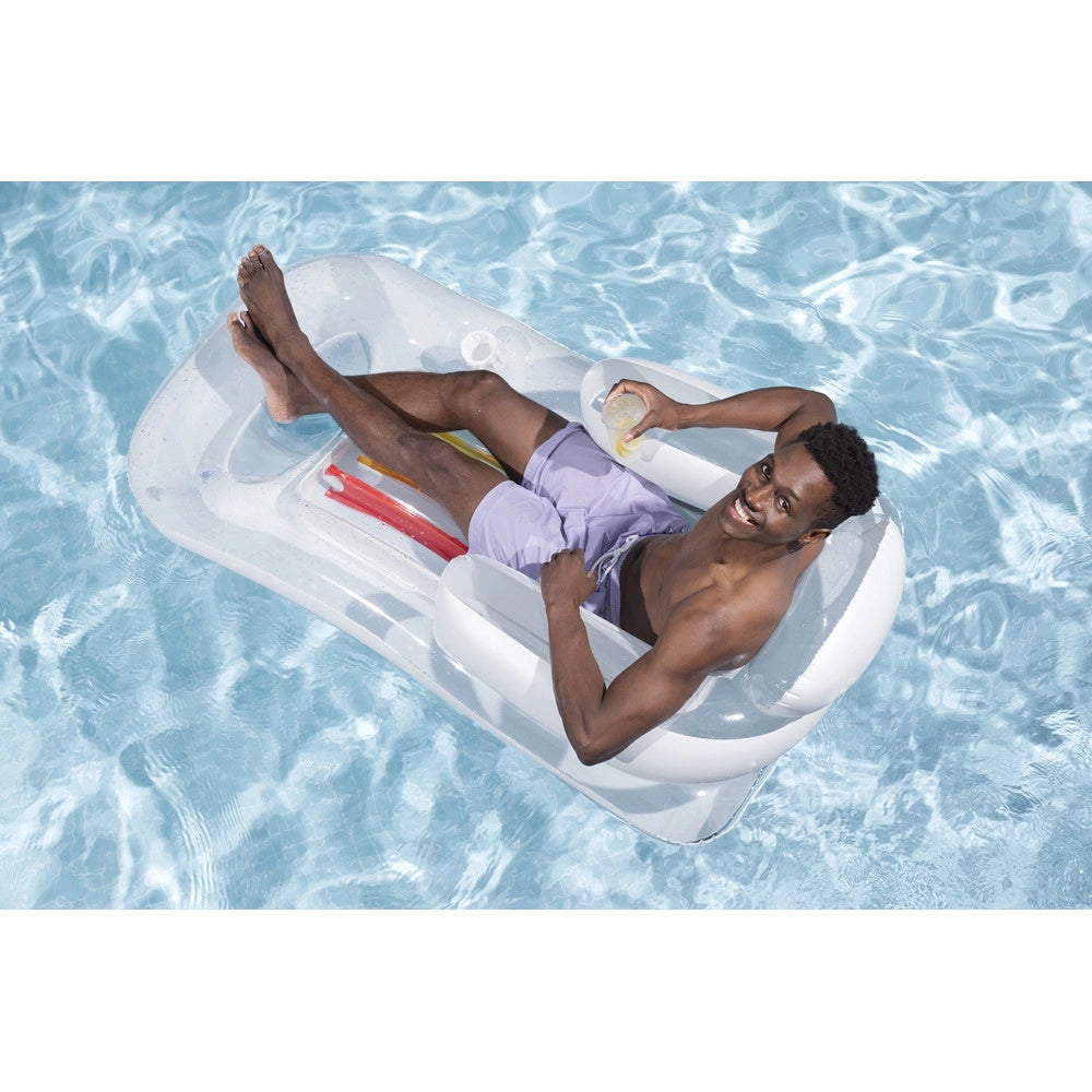 Trade Shop - Materassino Poltrona Lettino Gonfiabile Relax Mare Piscina Con Portabibite 2 Colori 43028 -