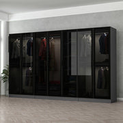 Armadio Camera da Letto Prunetto, Guardaroba Grande Appendiabiti, 315x210h cm Nero Antracite