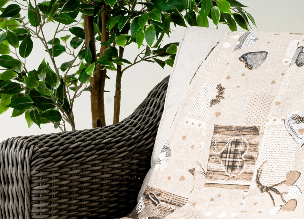 Telo Arredo Granfoulard Copritutto Cotone Made Italy Vari Disegni Arredatutto Copriletto Multiuso - 2 Piazze - Holly Beige