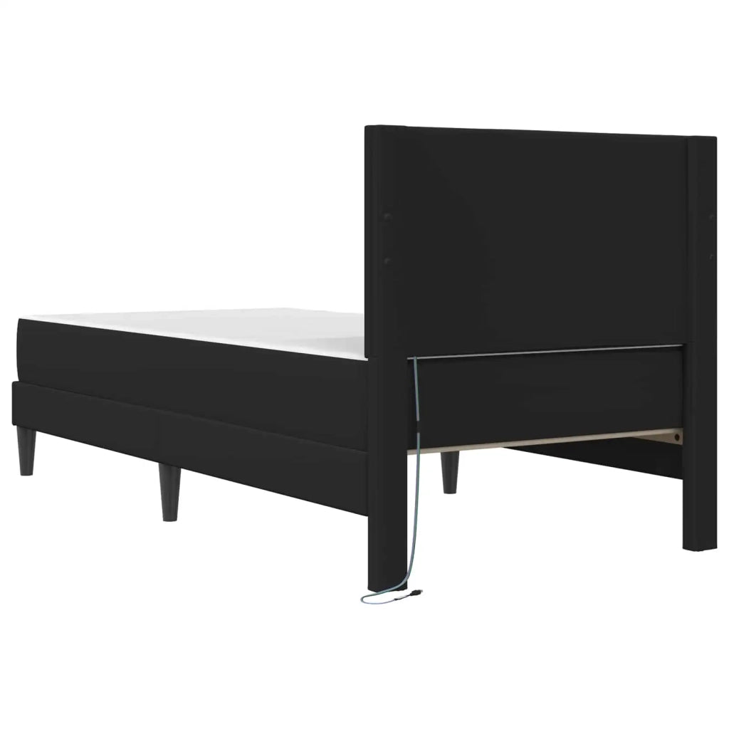 Struttura del letto con strisce LED Nero 90 x 190 cm Similpelle