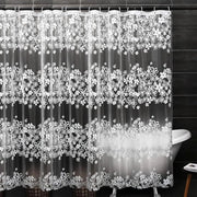 Douchegordino resistente alla muffa, 180 x 200 cm, con 12 anelli di sostegno, 3D fiorito, impermeabile, antibatterico per vasca da bagno