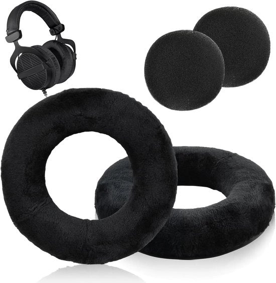 Orecchini per cuffie, compatibili con DT990 / DT880 / DT770 PRO, rivestimento morbido, schiuma di alta qualità, isolamento acustico, durata nel tempo (nero)