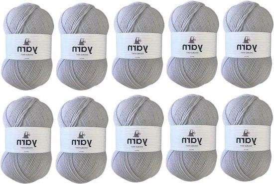 Pacco in Lotti - Acryl Garen 100g Lichtgrigio - Ipersensibilità e Durata - 10 Pezzi