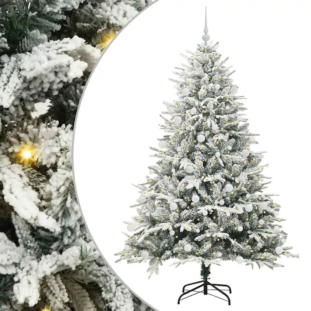 Albero di Natale Artificiale Pre-illuminato con Set di Palline