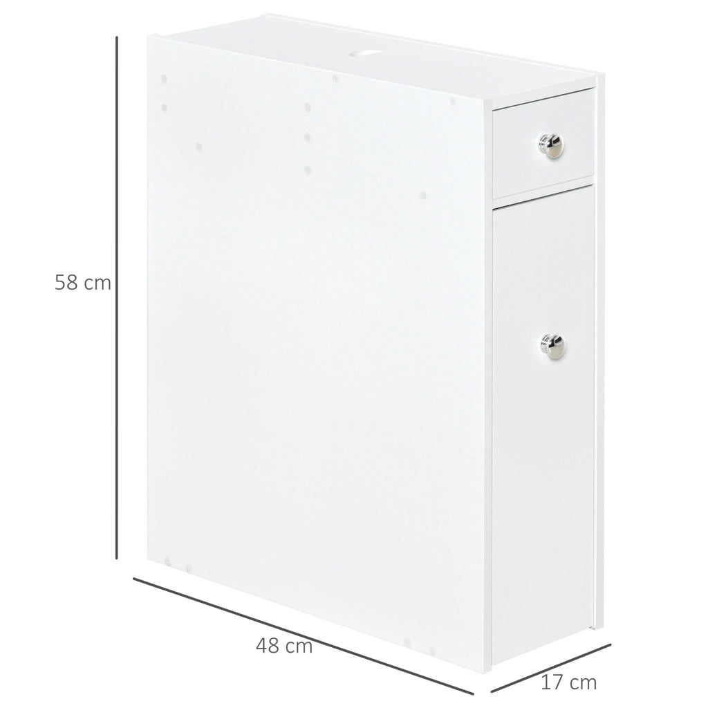 Mobiletto Bagno Stretto con 2 Cassetti e Ripiano ¨C Zephmum ¨C Bianco 17x48x58 cm