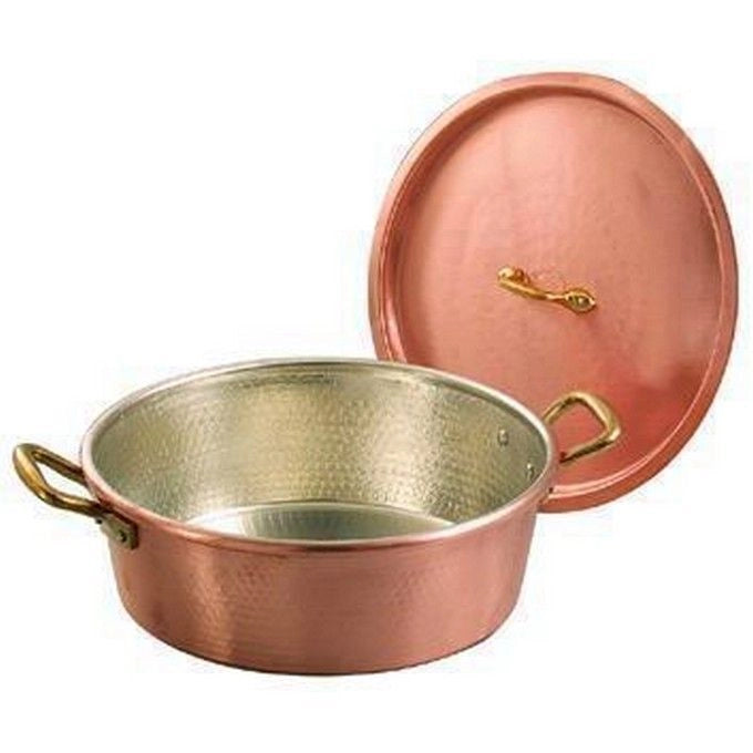 Tegami Rame Stagnato 2 Manici senza Coperchio Diametro 32 cm
