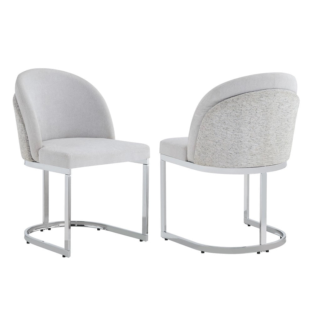 Set 2 sedie da pranzo ¨C Minimal ¨C grigio chiaro tessuto chenille gambe metallo argento stile moderno
