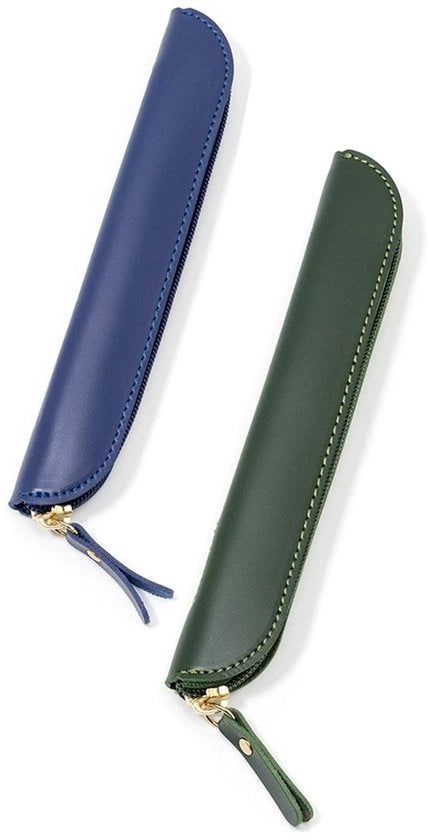 Etui a penna 2 in 1, con cerniera, in pelle PU, piccolo, per penna stilografica e matita