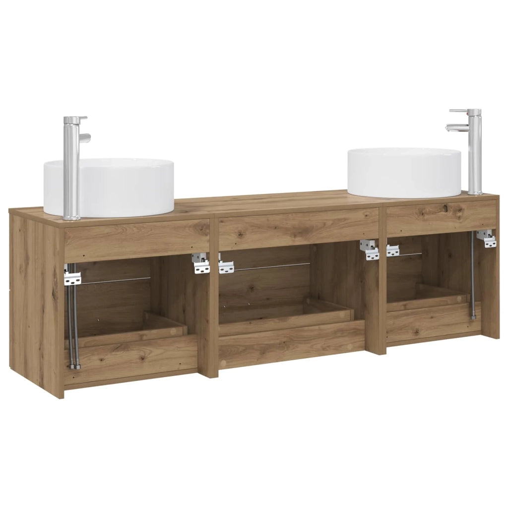 Set di mobili per il bagno 3 pz Rovere Artigianale 3405946