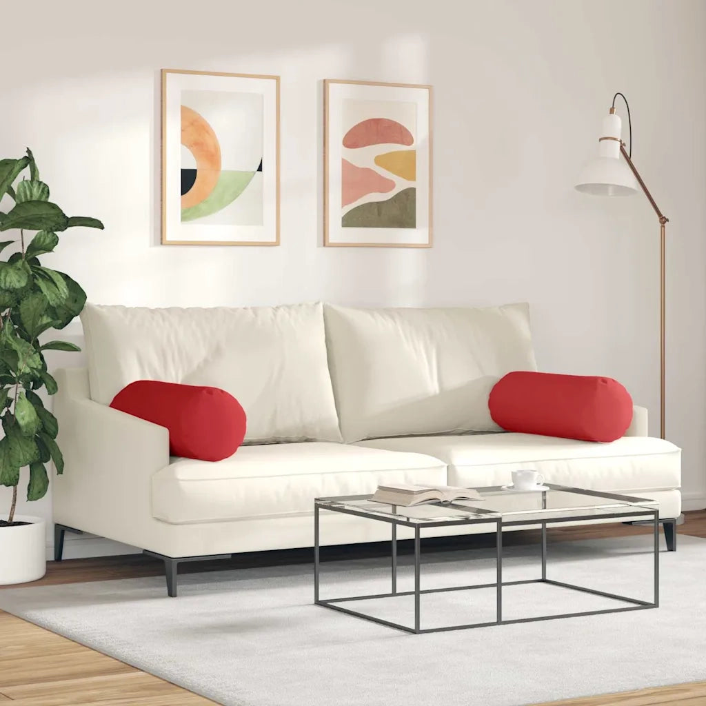 Cuscini a rullo 2 pcs Rosso Ø 25 x 70 cm Tessuto