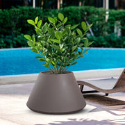 Vaso in resina da esterno interno per piante tondo conico design d.60x35h Stromboli Tortora