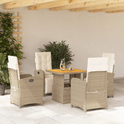Set da Pranzo da Giardino 5 pz con Cuscini Beige in Polyrattan 3277352