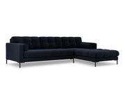 Cosmopolitan Design - Divano angolare destro "Bali" 5 posti in velluto blu scuro 