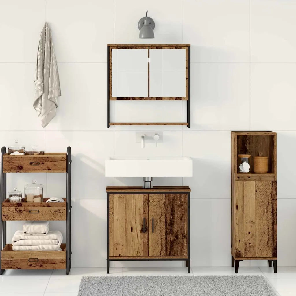 Set di mobili per il bagno 2 pcs Marrone Legno multistrato 3334322
