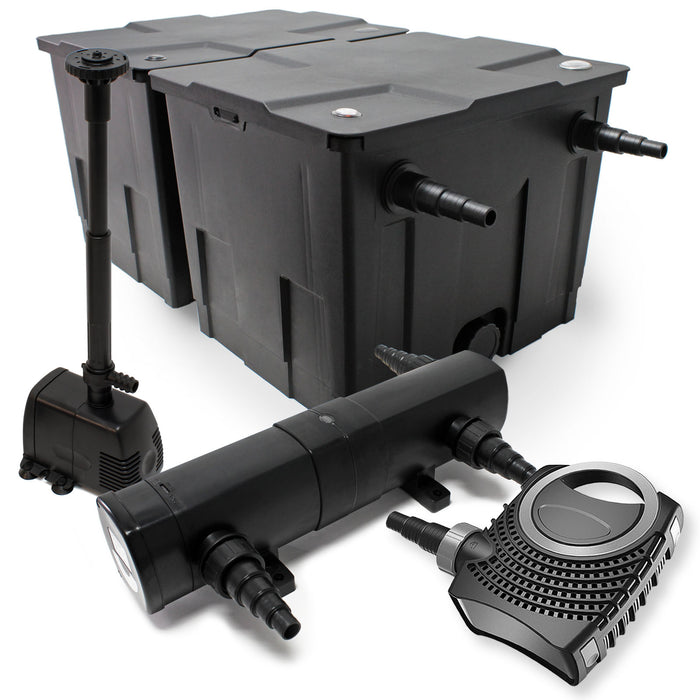 Set: Filtro bio per laghetto 60000l Chiarificatore UVC 24W Pompa 80W Pompa fontana